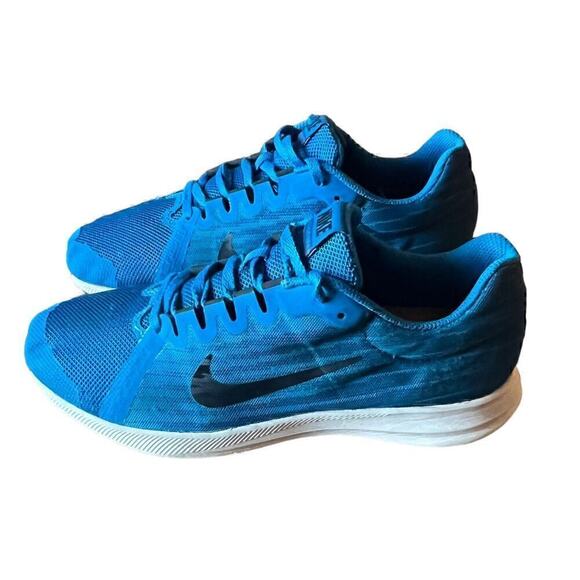 Nike Downshifter Girls Size 7Y Womens 8.5 Sneakers Blue W Black Swoosh - Picture 2 of 10